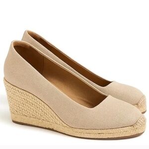 J. Crew Women's Tan Flax Canvas Wedge Seville Espadrilles beautiful!